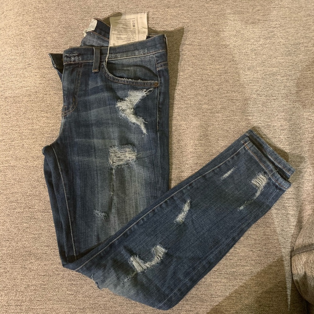 Current Elliott The Stiletto Dark Shredded Denim